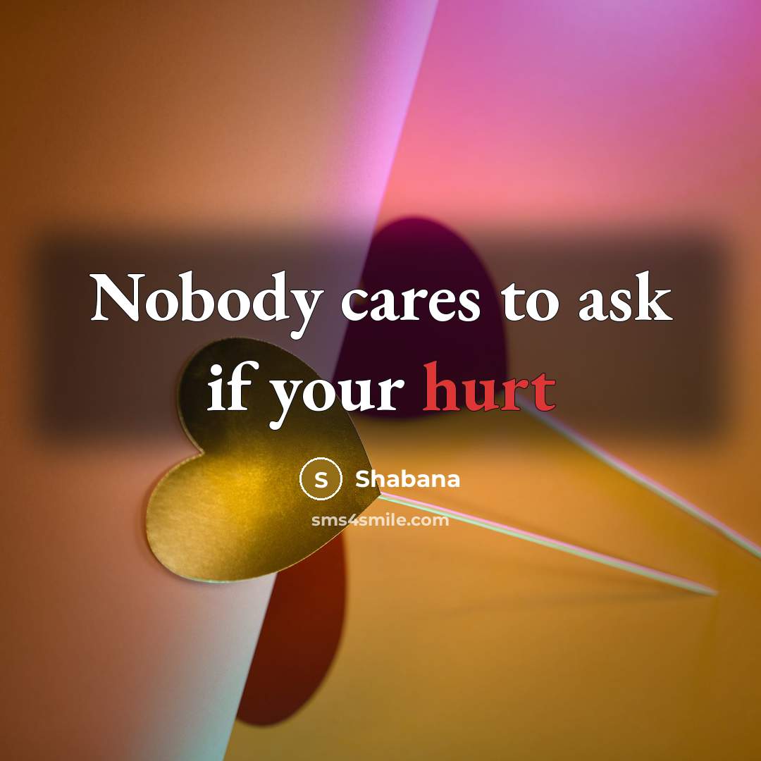 “Nobody cares to ask if your hurt…” quote by Shabana
