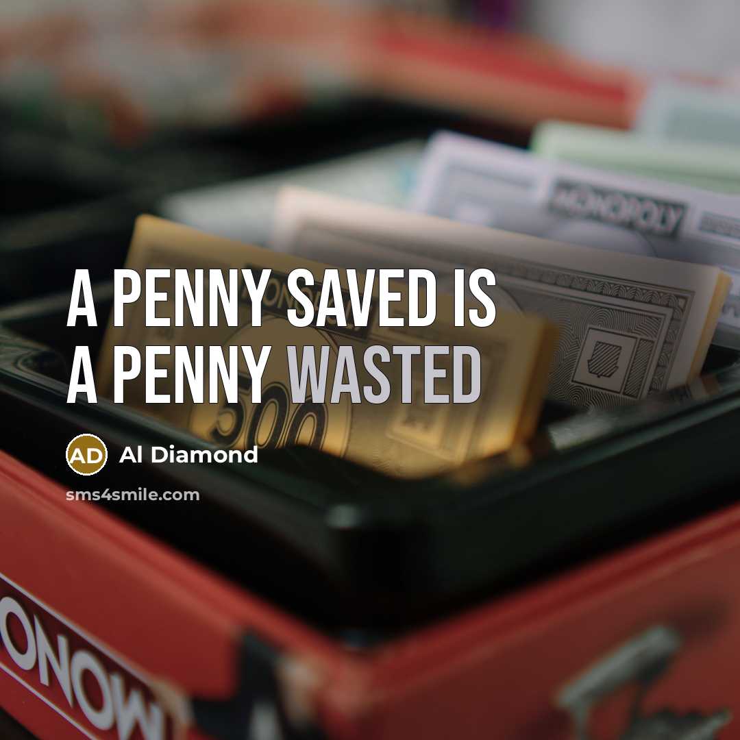 “A penny saved is a penny wasted…” quote by Al Diamond