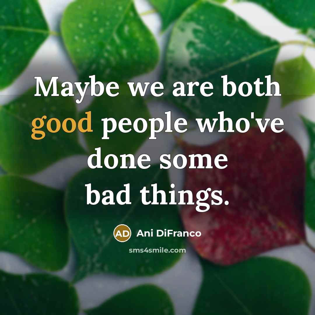 “Maybe we are both good people who've done some bad…” quote by Ani DiFranco