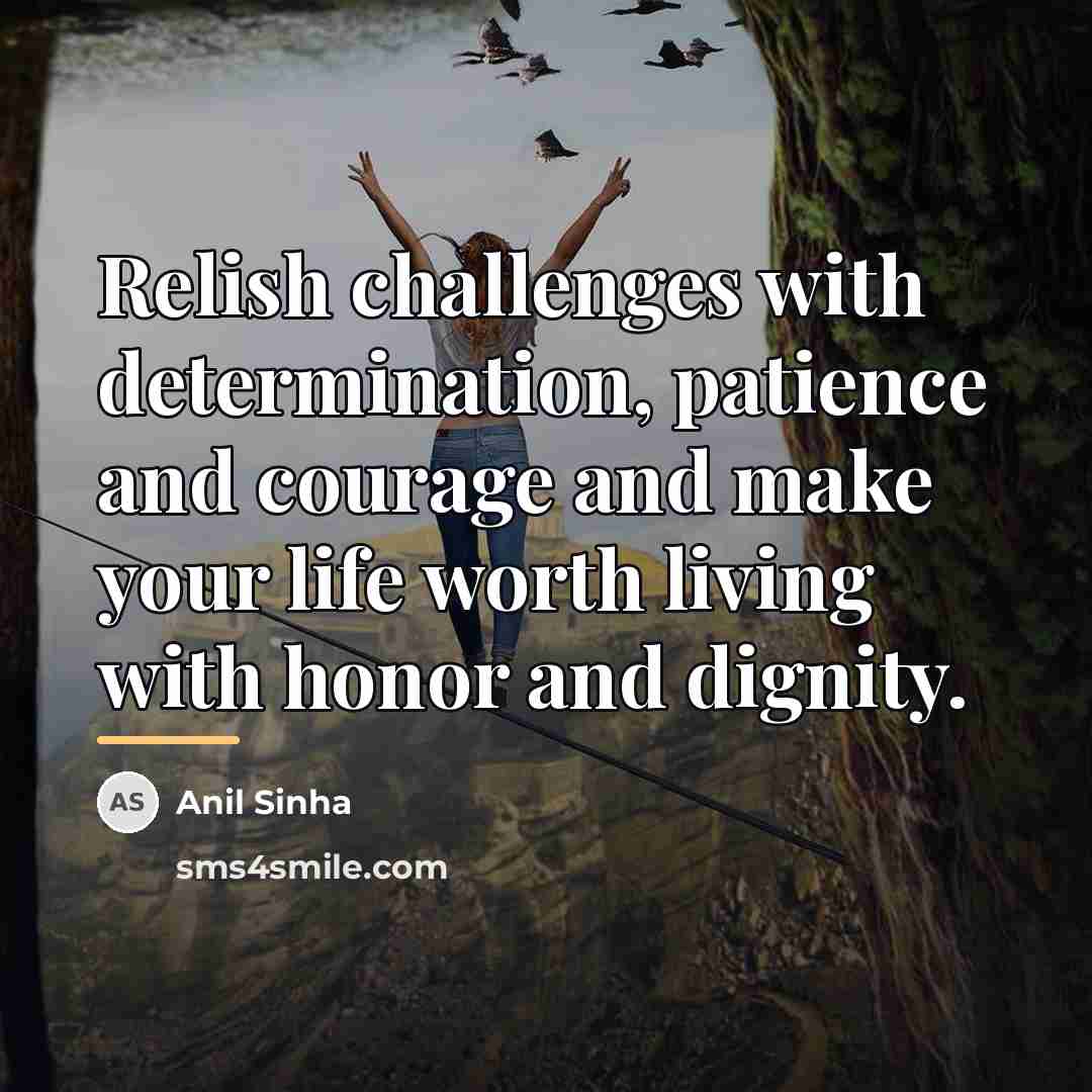 “Relish challenges with determination, patience and courage and make your…” quote by Anil Sinha