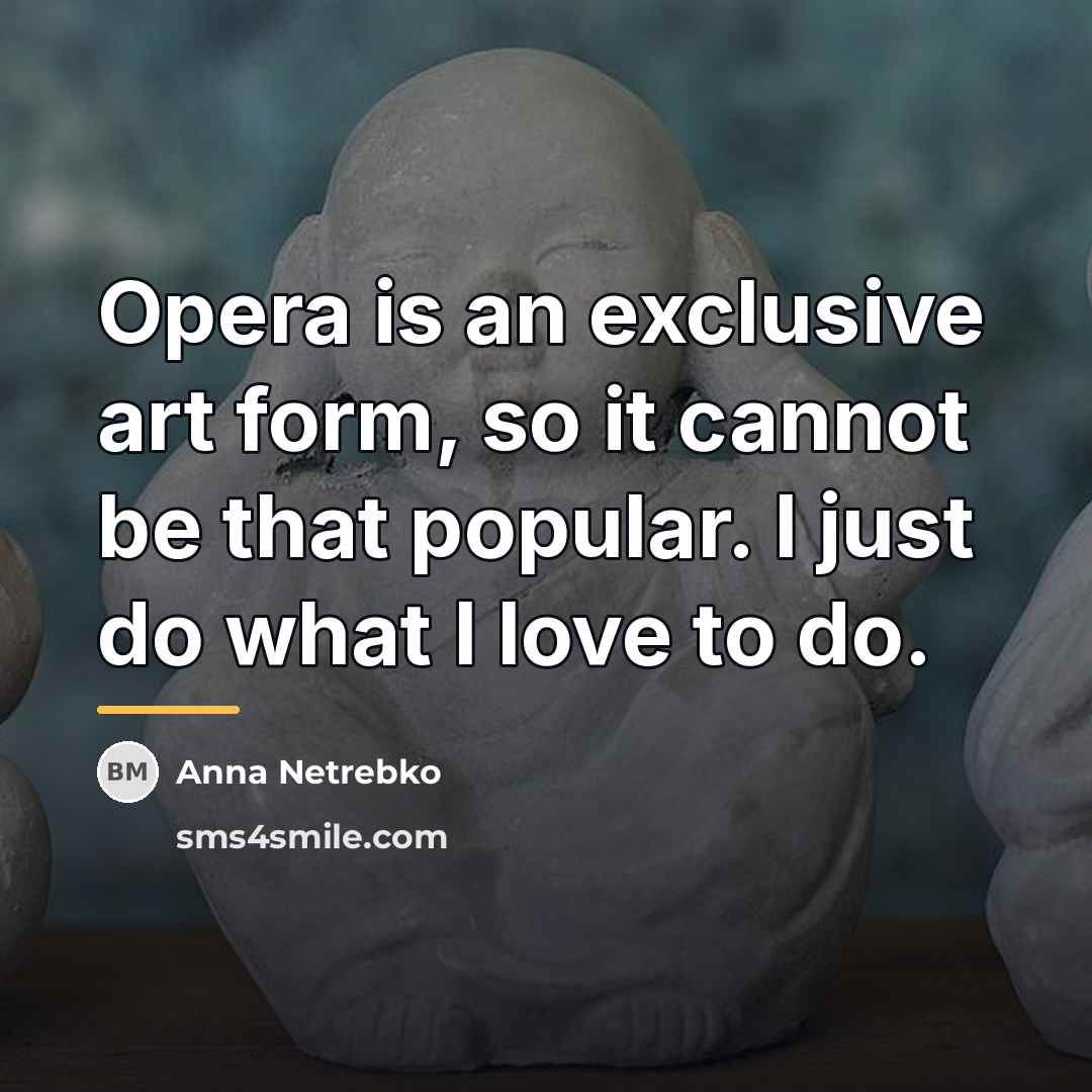 “Opera is an exclusive art form, so it cannot be…” quote by Anna Netrebko