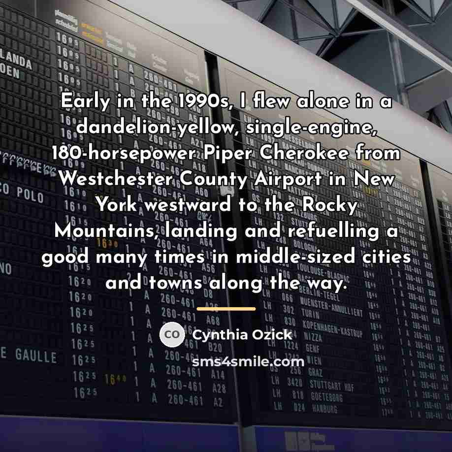 “Early in the 1990s, I flew alone in a dandelion-yellow,…” quote by Cynthia Ozick