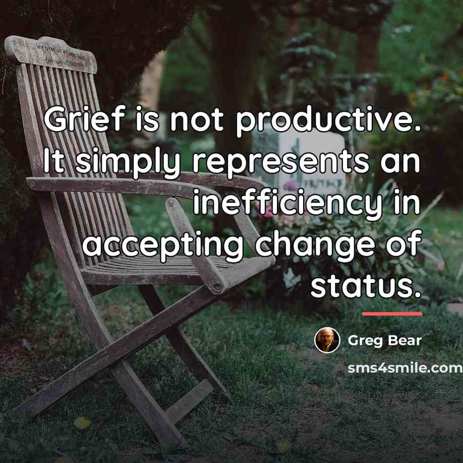 “Grief is not productive. It simply represents an inefficiency in…” quote by Greg Bear