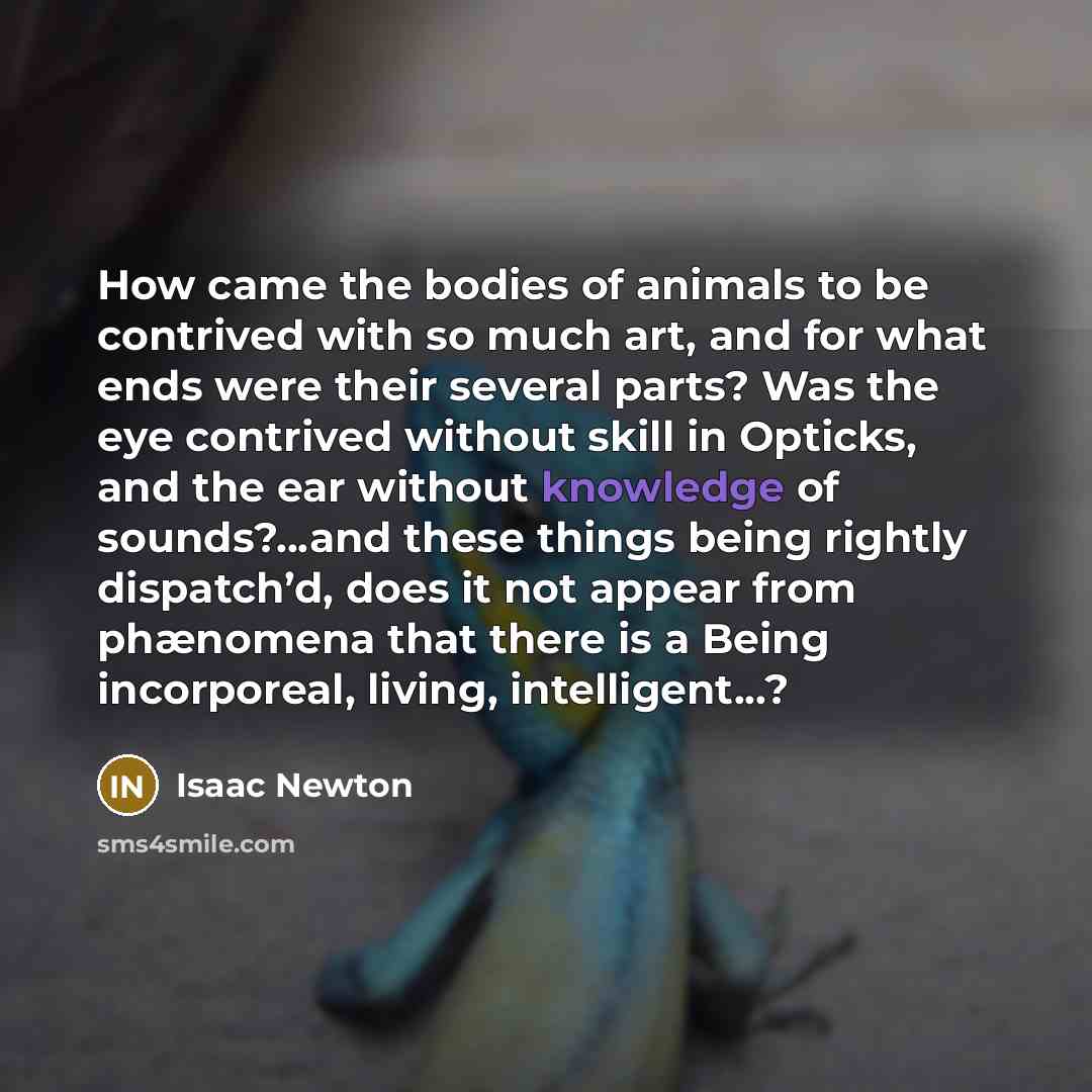 “How came the bodies of animals to be contrived with…” quote by Isaac Newton