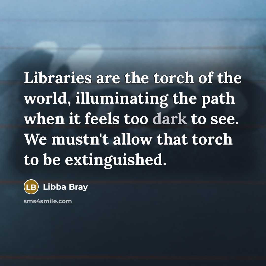 “Libraries are the torch of the world, illuminating the path…” quote by Libba Bray