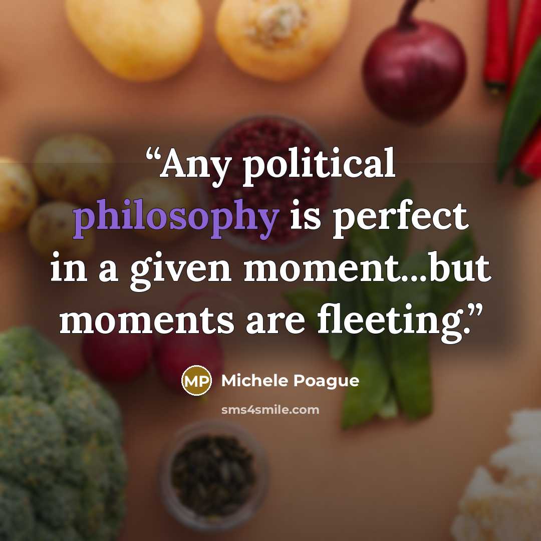 “Any political philosophy is perfect in a given moment...but moments are fleeting.” quote by Michele Poague