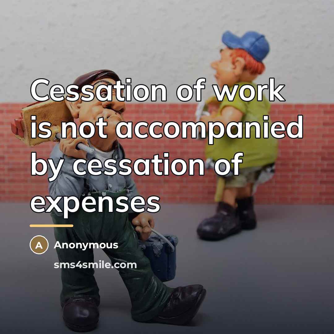 “Cessation of work is not accompanied by cessation of expenses…” quote by Anonymous