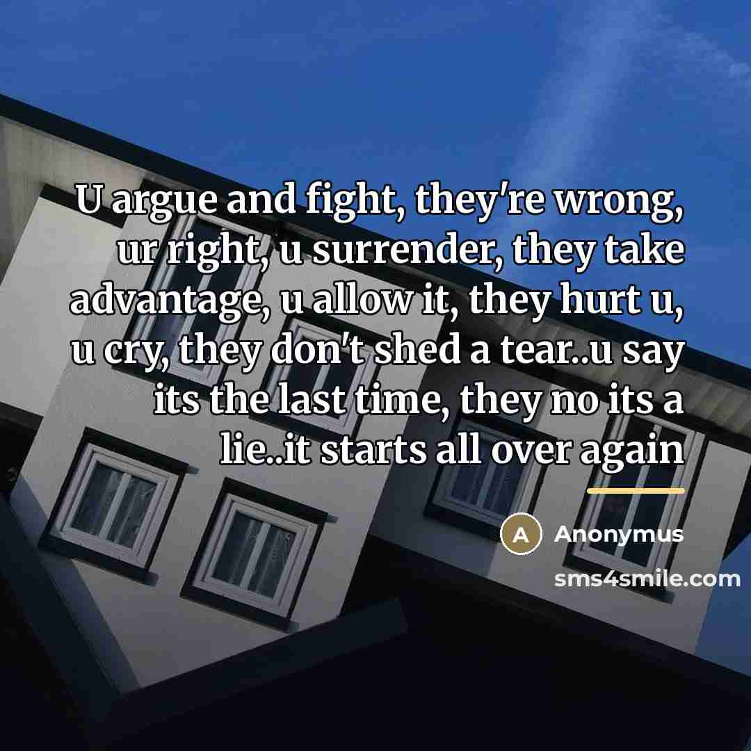 “U argue and fight, they're wrong, ur right, u surrender,…” quote by Anonymus