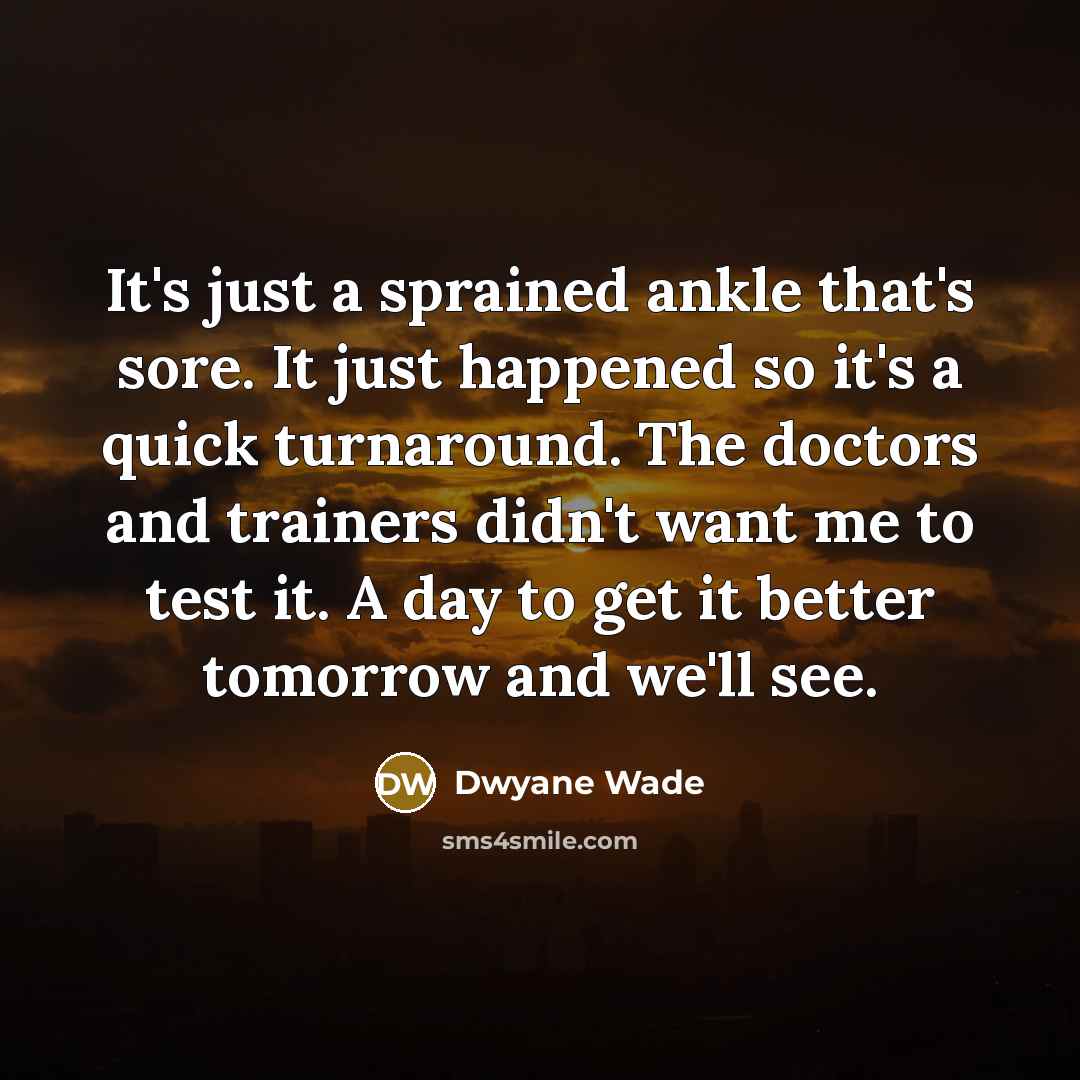 “It's just a sprained ankle that's sore. It just happened…” quote by Dwyane Wade