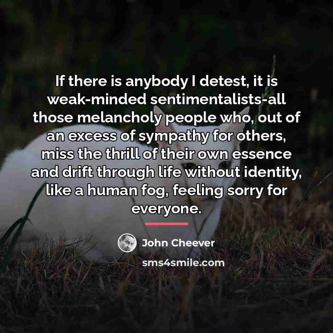 “If there is anybody I detest, it is weak-minded sentimentalists-all…” quote by John Cheever