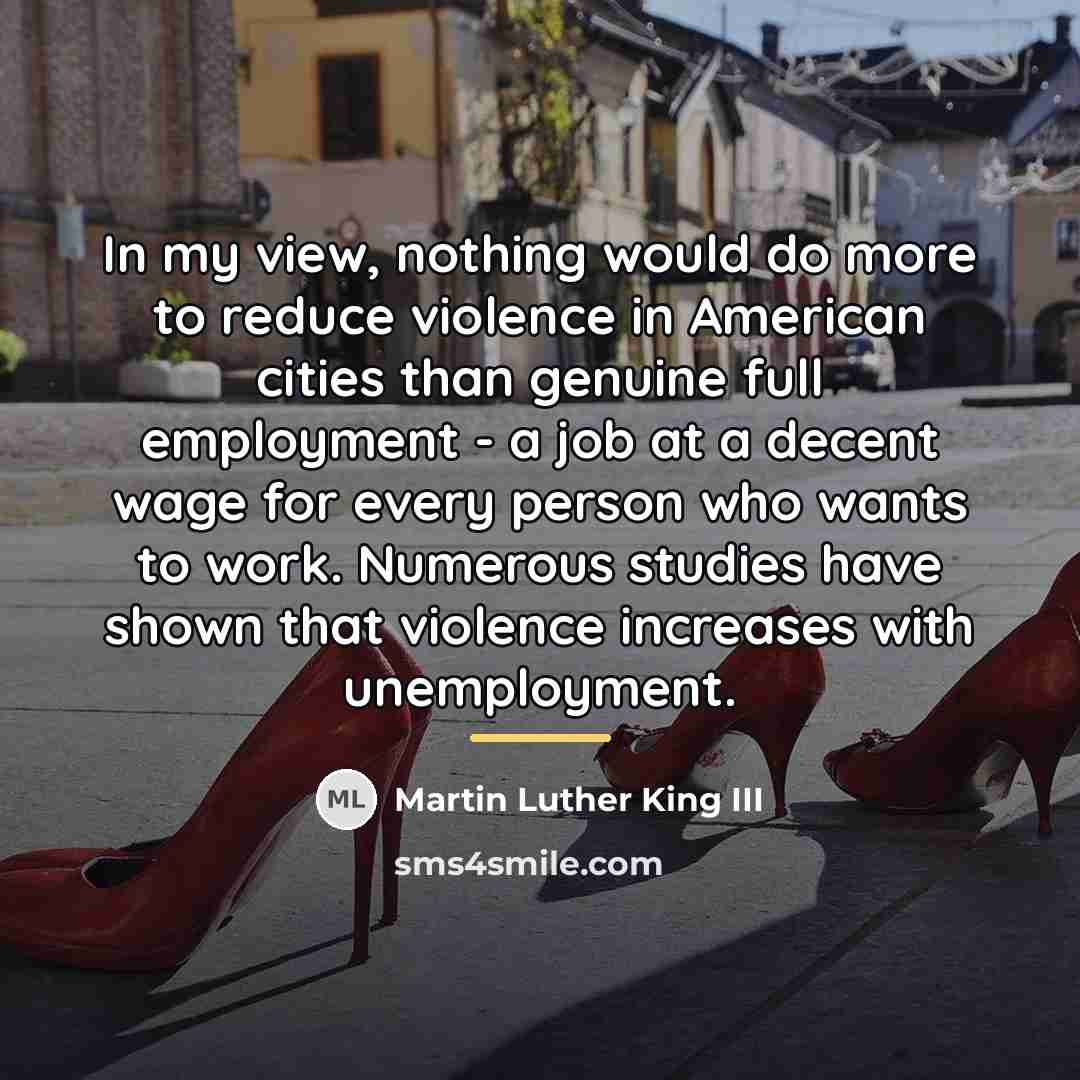 “In my view, nothing would do more to reduce violence…” quote by Martin Luther King III