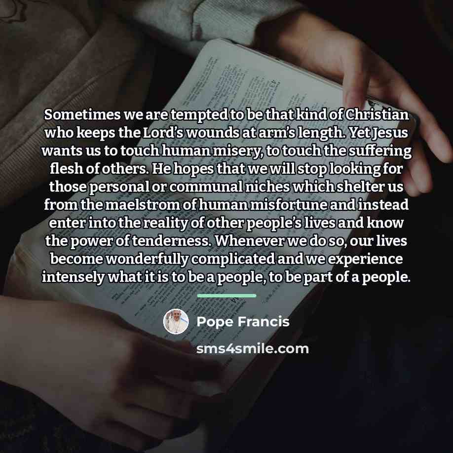 “Sometimes we are tempted to be that kind of Christian…” quote by Pope Francis