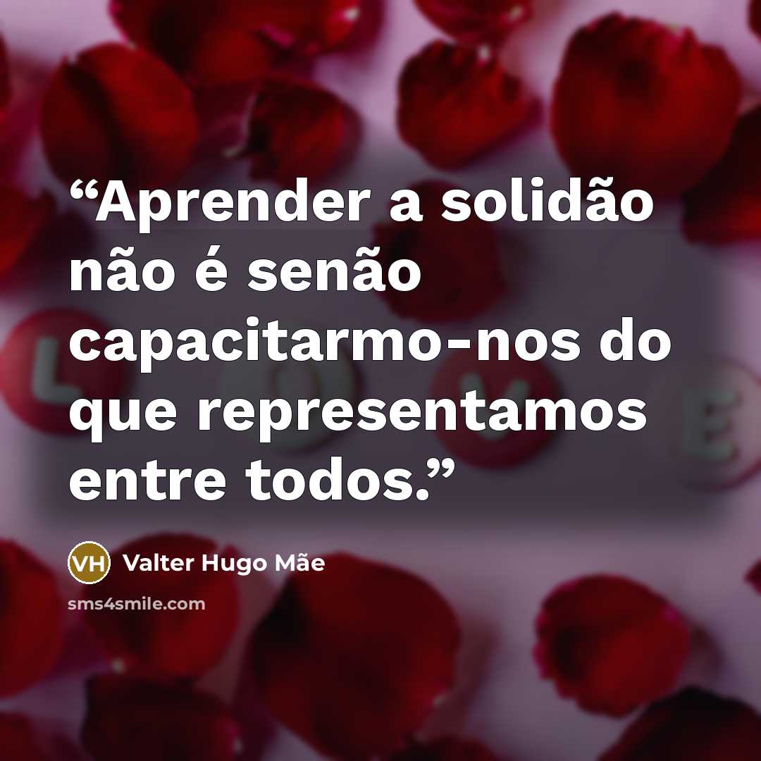 “Aprender a solidão não é senão capacitarmo-nos do que representamos entre todos.” quote by Valter Hugo Mãe