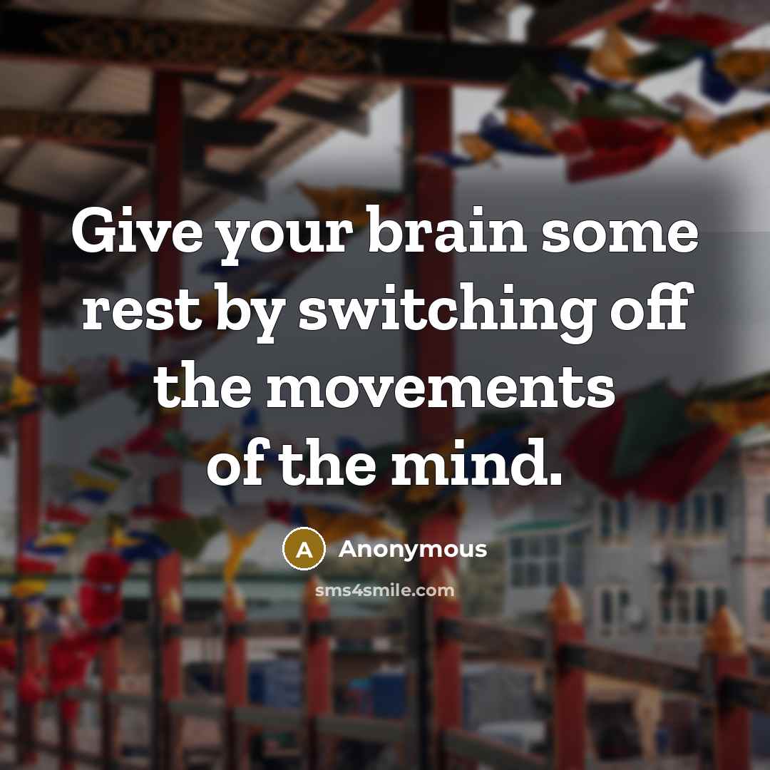 “Give your brain some rest by switching off the movements of the mind.” quote by Anonymous