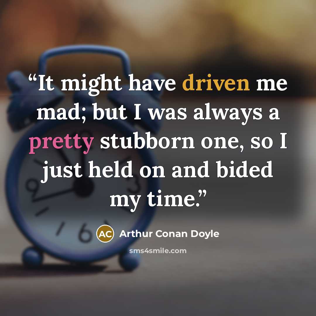 “It might have driven me mad; but I was always a pretty stubborn one, so I just held on and bided my time.” quote by Arthur Conan Doyle