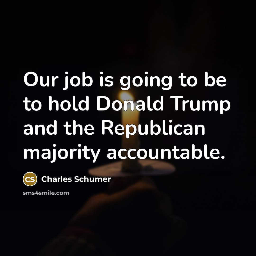 “Our job is going to be to hold Donald Trump…” quote by Charles Schumer