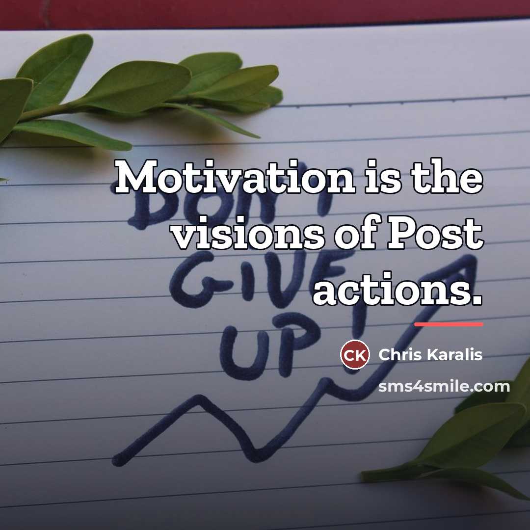 “Motivation is the visions of Post actions.…” quote by Chris Karalis