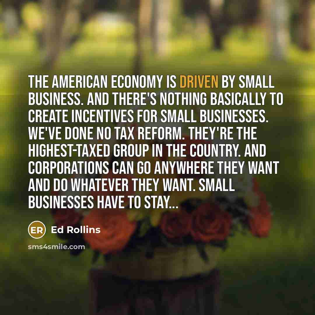 “The American economy is driven by small business. And there's…” quote by Ed Rollins