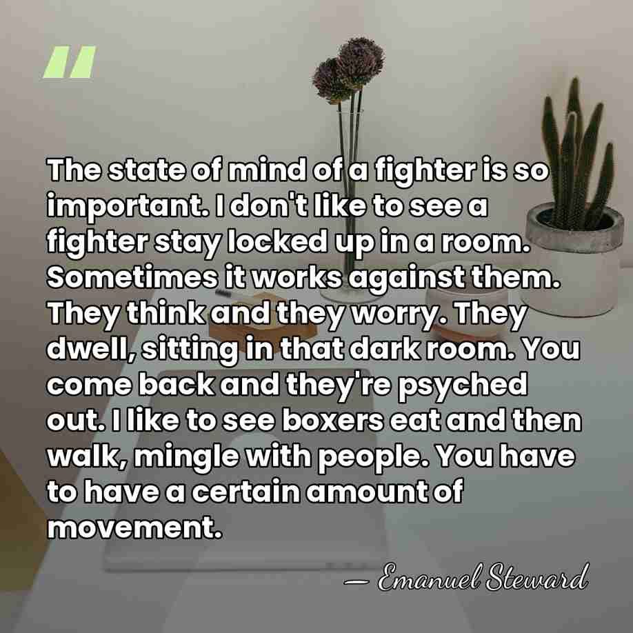 The state of mind of a fighter is so important. I don't&hellip; - Emanuel Steward