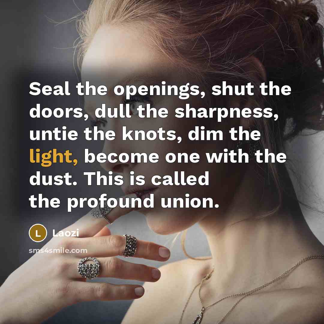 “Seal the openings, shut the doors, dull the sharpness, untie…” quote by Laozi