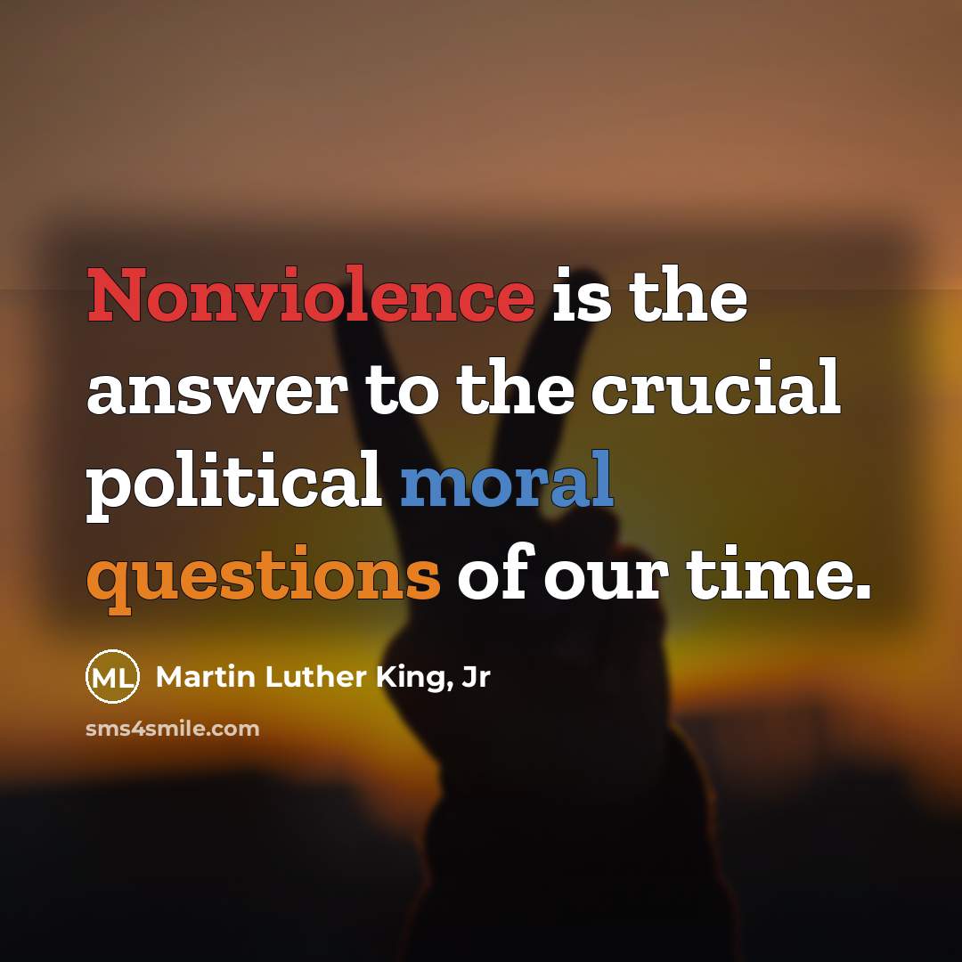 “Nonviolence is the answer to the crucial political moral questions…” quote by Martin Luther King, Jr
