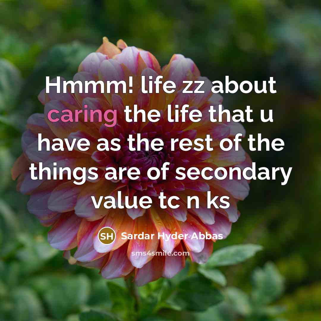 “Hmmm! life zz about caring the life that u have…” quote by Sardar Hyder Abbas