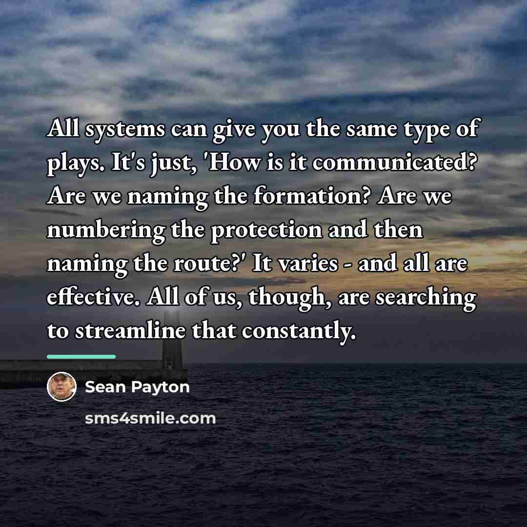 “All systems can give you the same type of plays.…” quote by Sean Payton