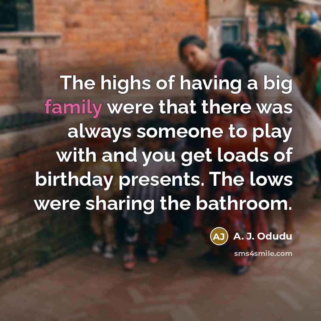 “The highs of having a big family were that there…” quote by A. J. Odudu