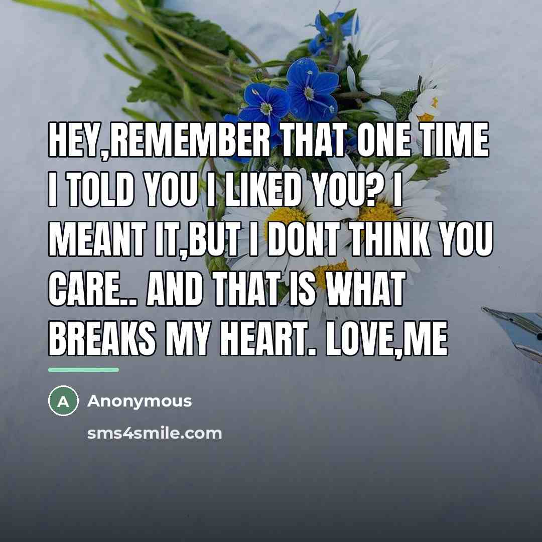 “Hey,remember that one time I told you I liked you?…” quote by Anonymous