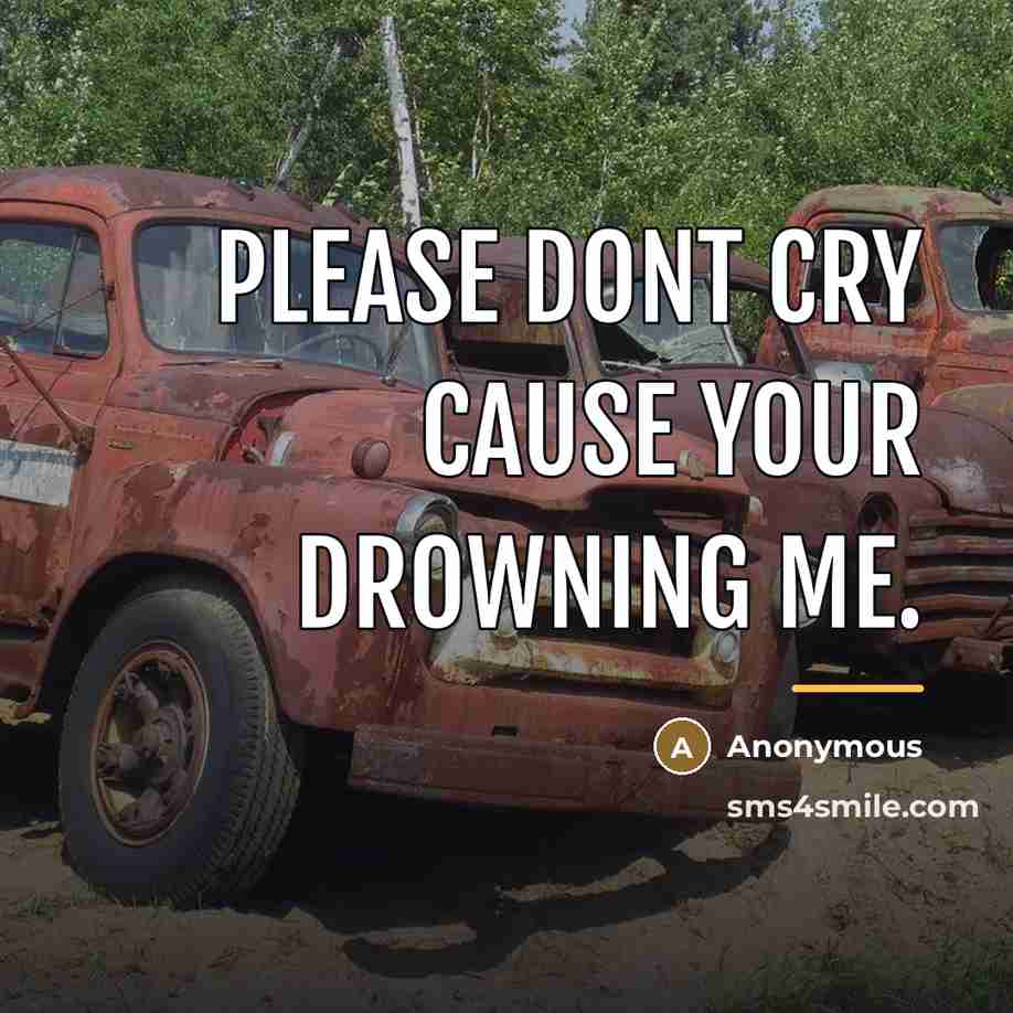 “Please dont cry cause your drowning me.…” quote by Anonymous