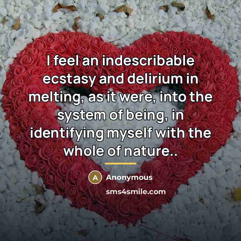 “I feel an indescribable ecstasy and delirium in melting, as…” quote by Anonymous