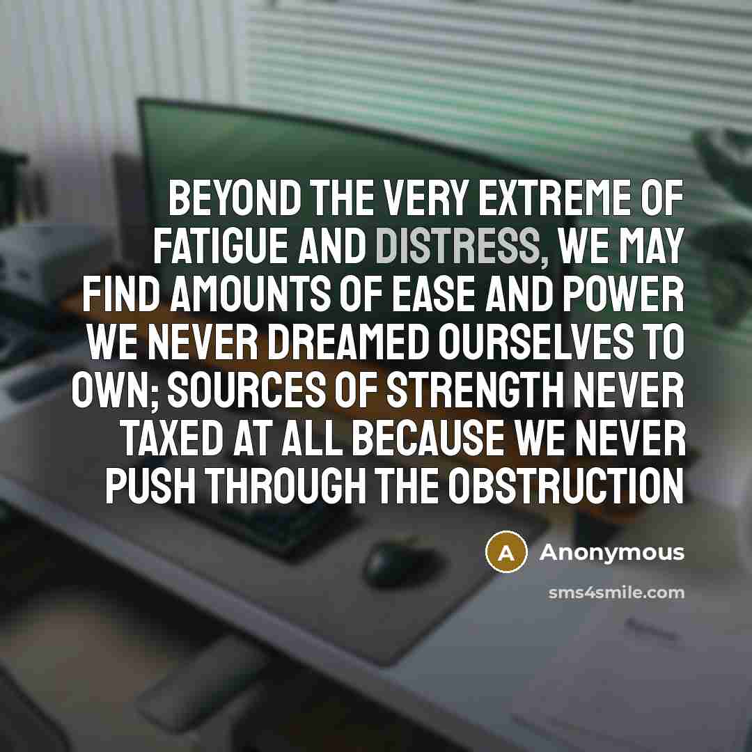 “Beyond the very extreme of fatigue and distress, we may…” quote by Anonymous