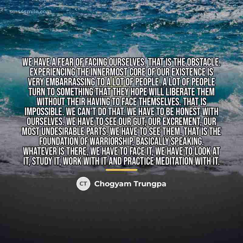 “We have a fear of facing ourselves. That is the…” quote by Chogyam Trungpa