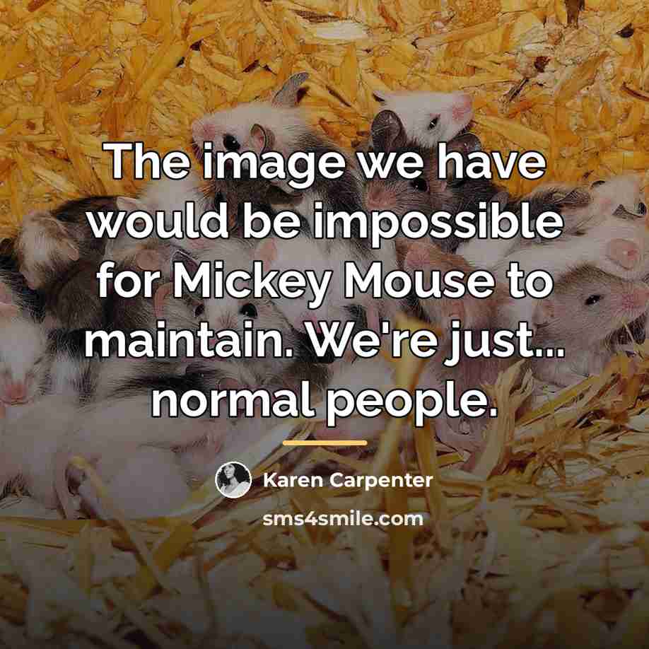 “The image we have would be impossible for Mickey Mouse…” quote by Karen Carpenter