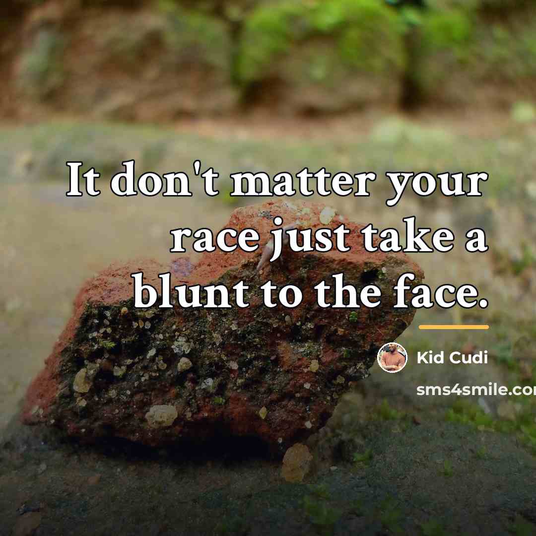 “It don't matter your race just take a blunt to…” quote by Kid Cudi