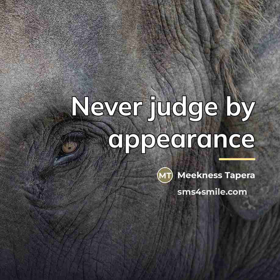 “Never judge by appearance…” quote by Meekness Tapera