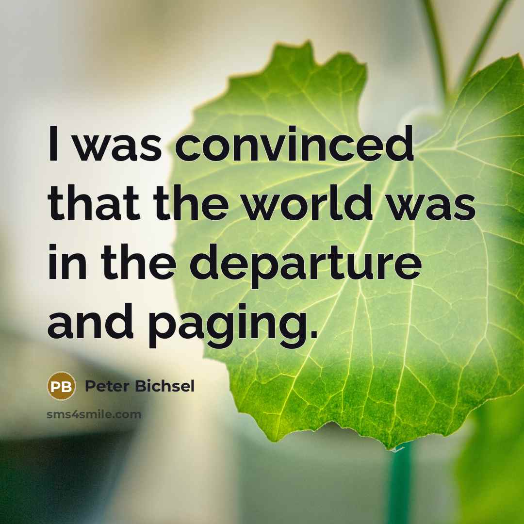 “I was convinced that the world was in the departure…” quote by Peter Bichsel