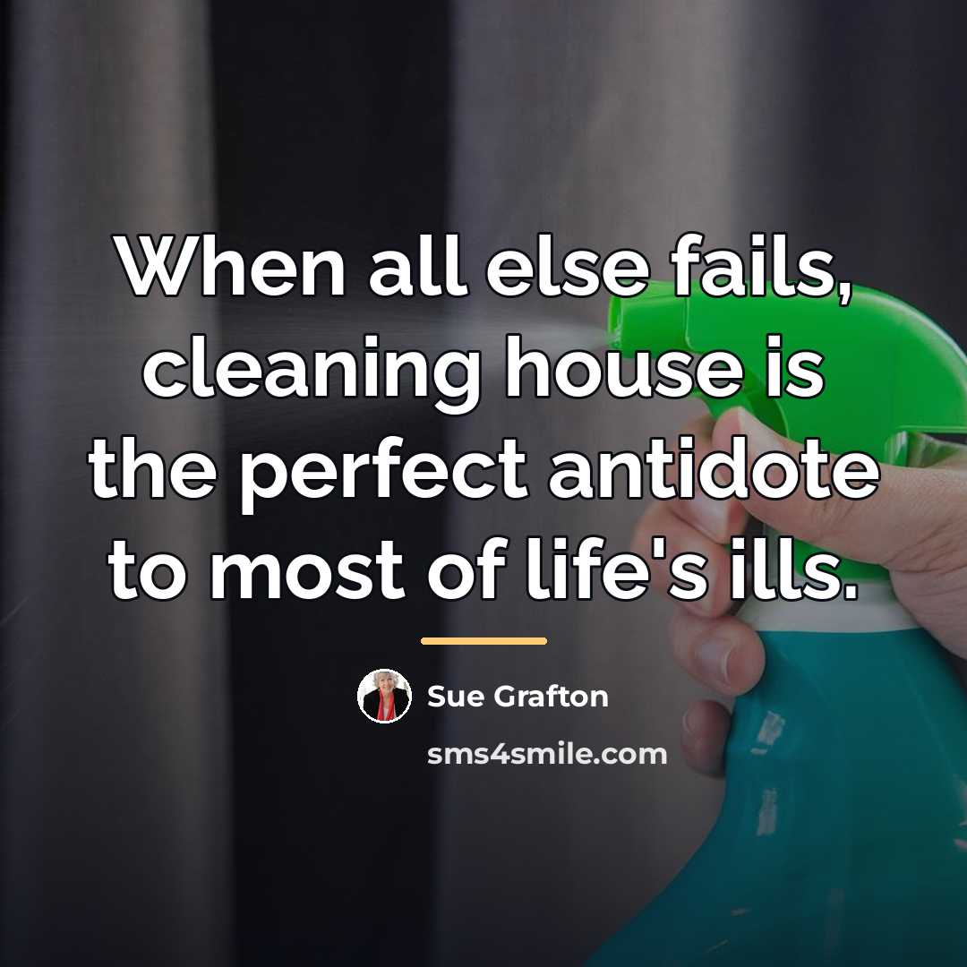 “When all else fails, cleaning house is the perfect antidote…” quote by Sue Grafton
