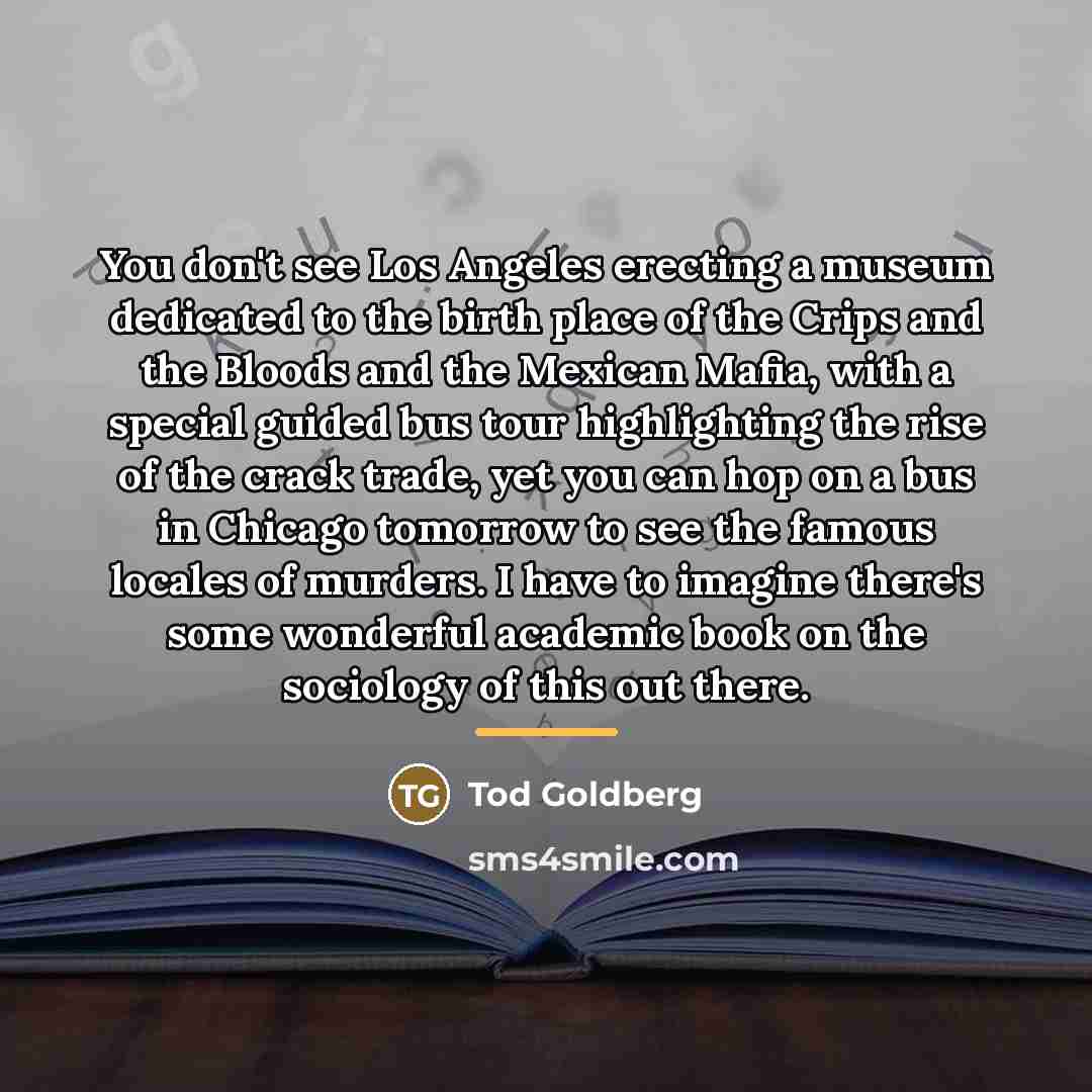 “You don't see Los Angeles erecting a museum dedicated to…” quote by Tod Goldberg