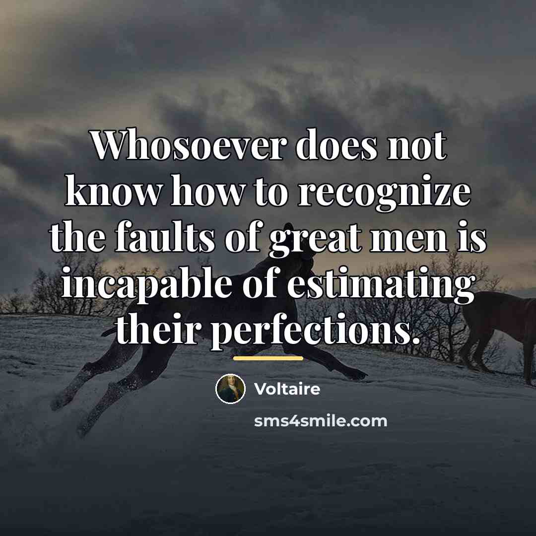 “Whosoever does not know how to recognize the faults of…” quote by Voltaire