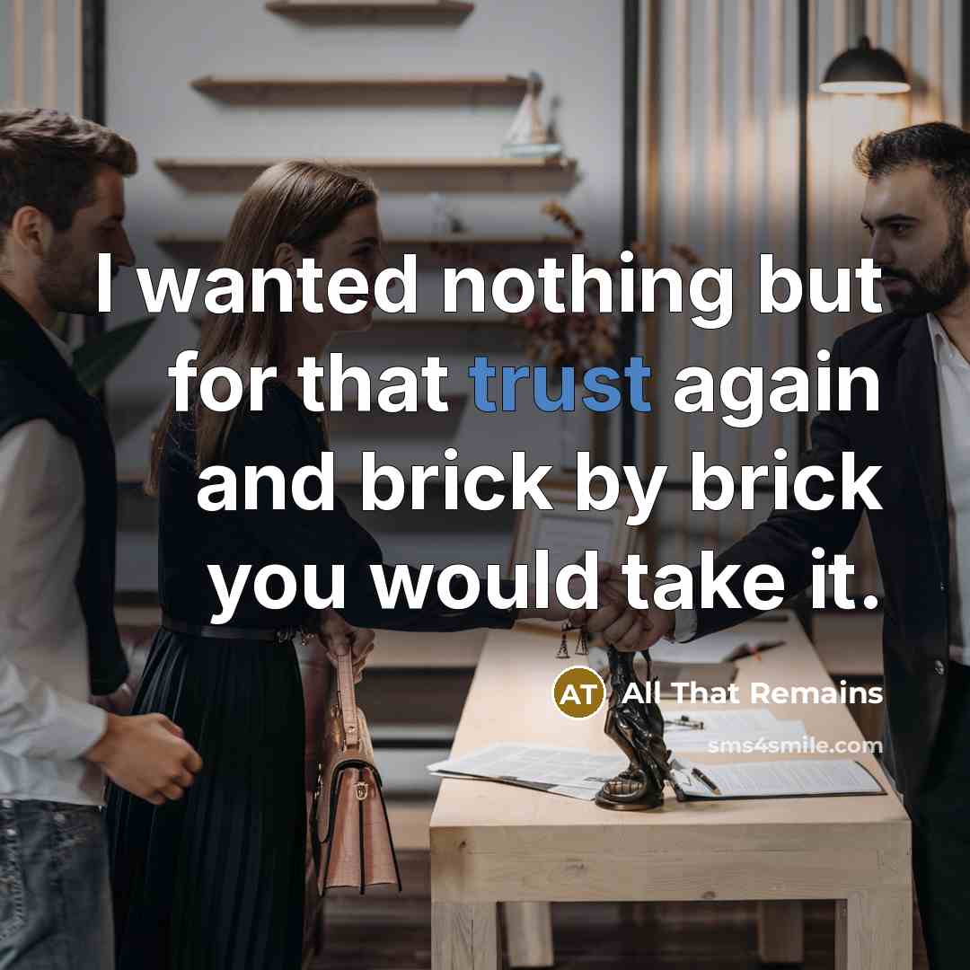 “I wanted nothing but for that trust again and brick…” quote by All That Remains