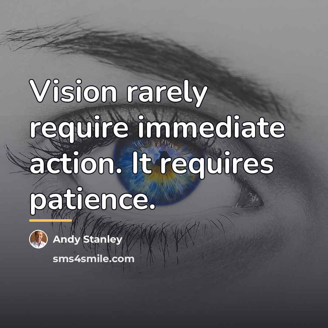 “Vision rarely require immediate action. It requires patience.…” quote by Andy Stanley