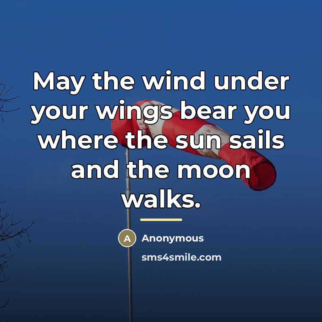 “May the wind under your wings bear you where the…” quote by Anonymous