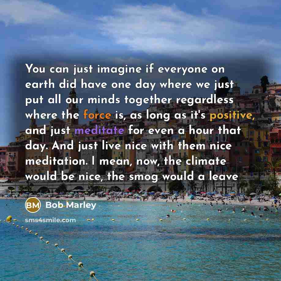 “You can just imagine if everyone on earth did have…” quote by Bob Marley