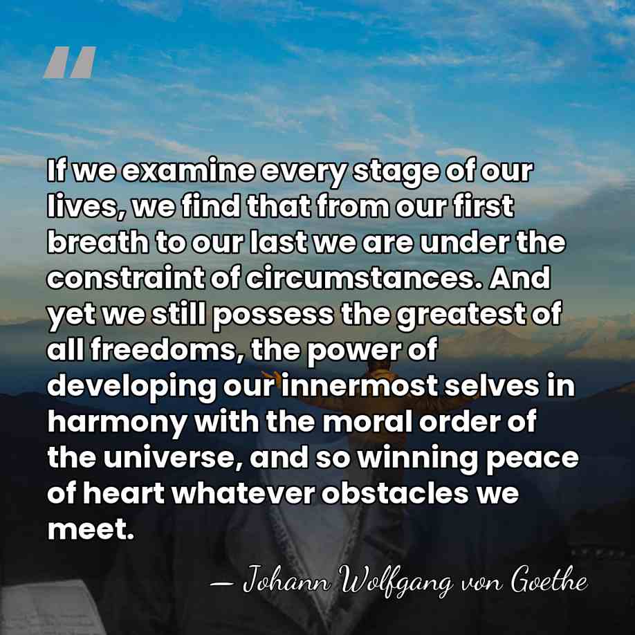 If we examine every stage of our lives, we find that from&hellip; - Johann Wolfgang von Goethe