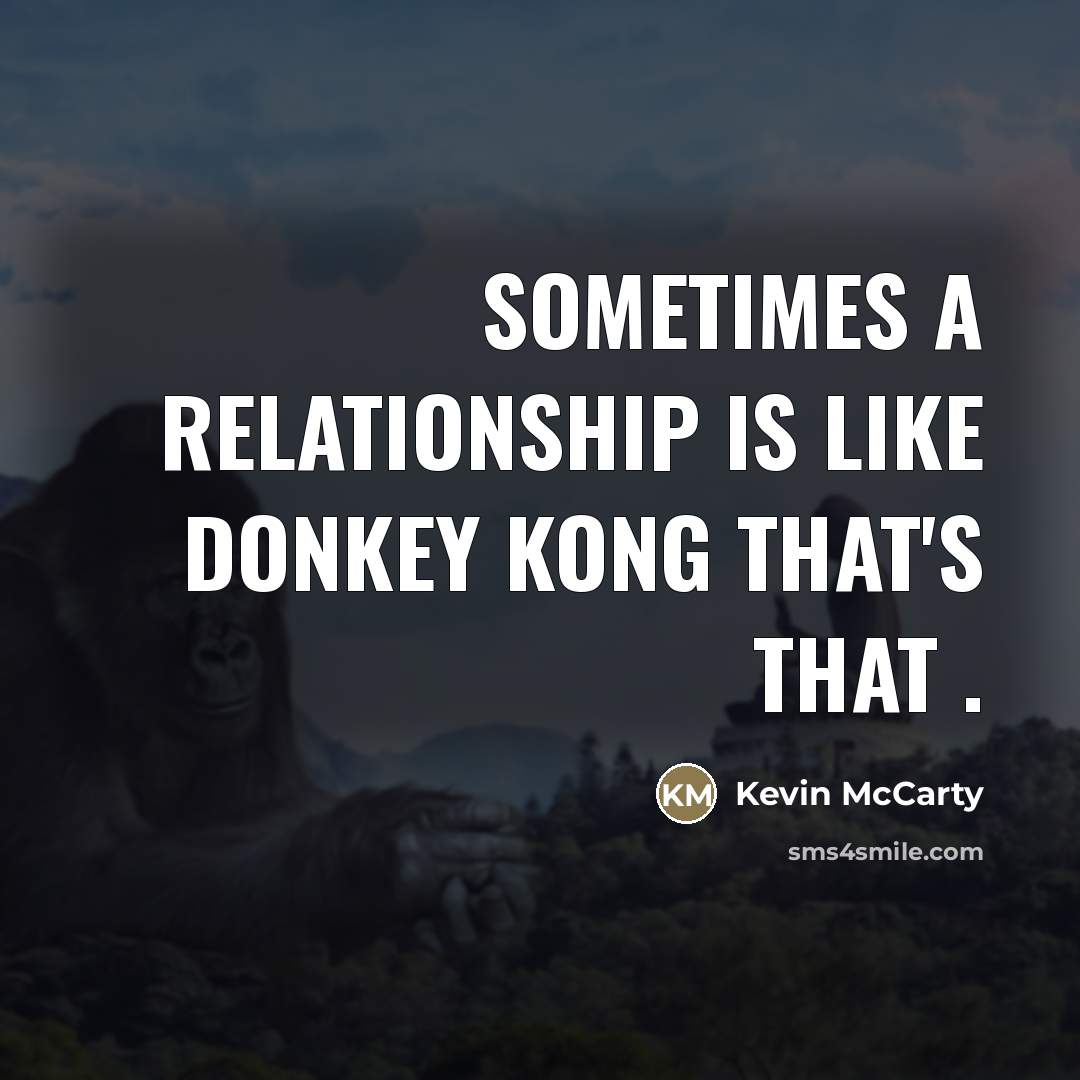 “Sometimes a relationship is like Donkey Kong that's that .” quote by Kevin McCarty