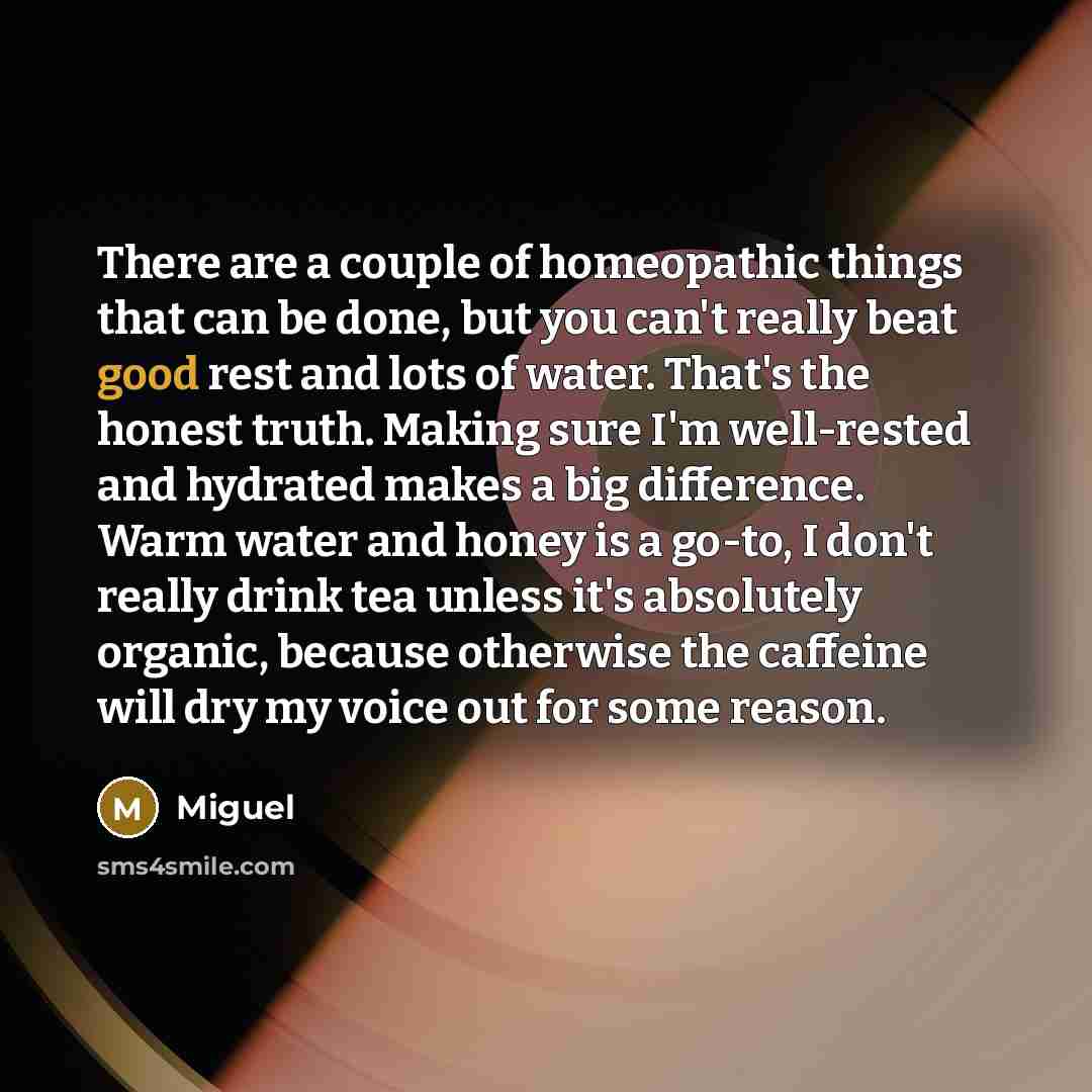 “There are a couple of homeopathic things that can be…” quote by Miguel