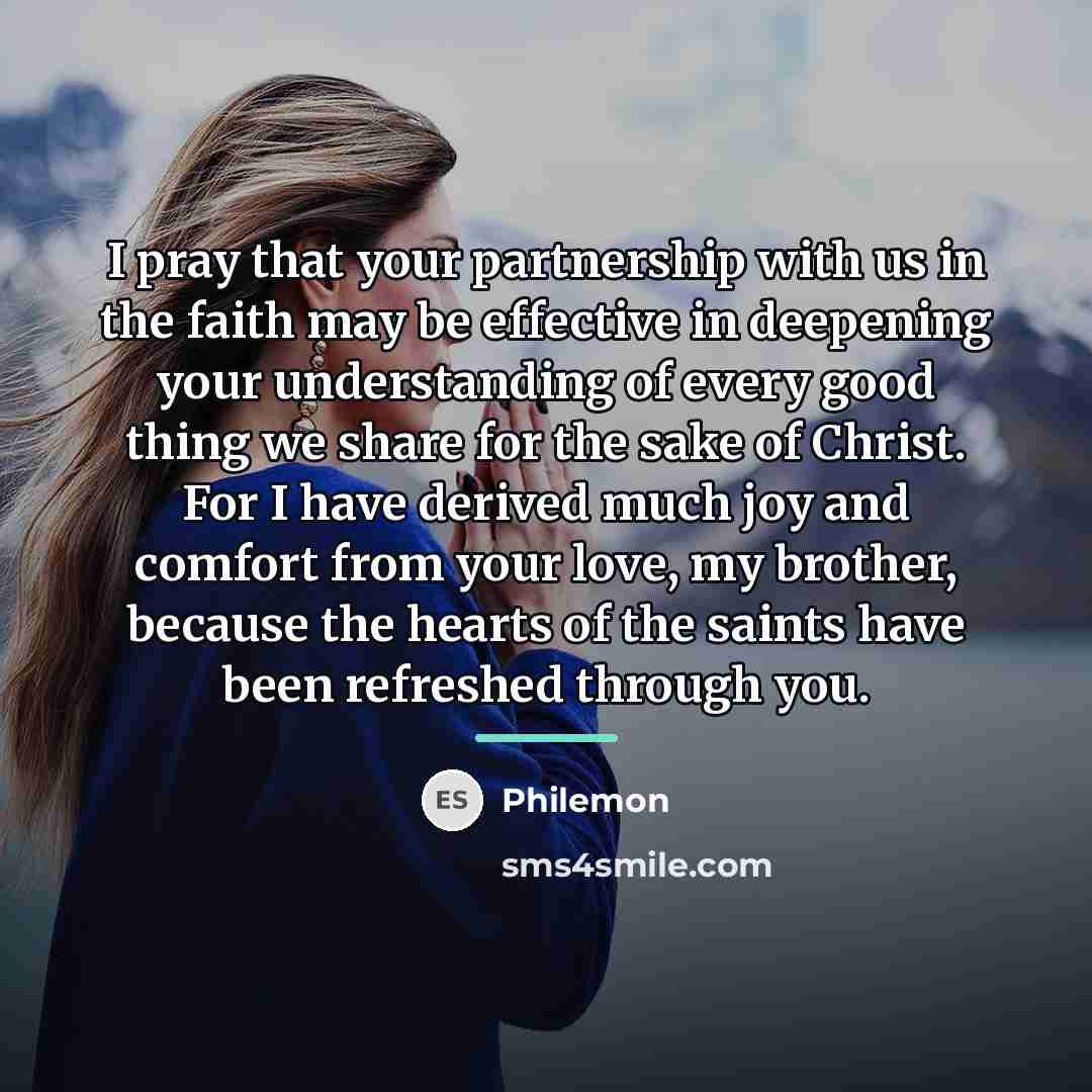 “I pray that your partnership with us in the faith…” quote by Philemon