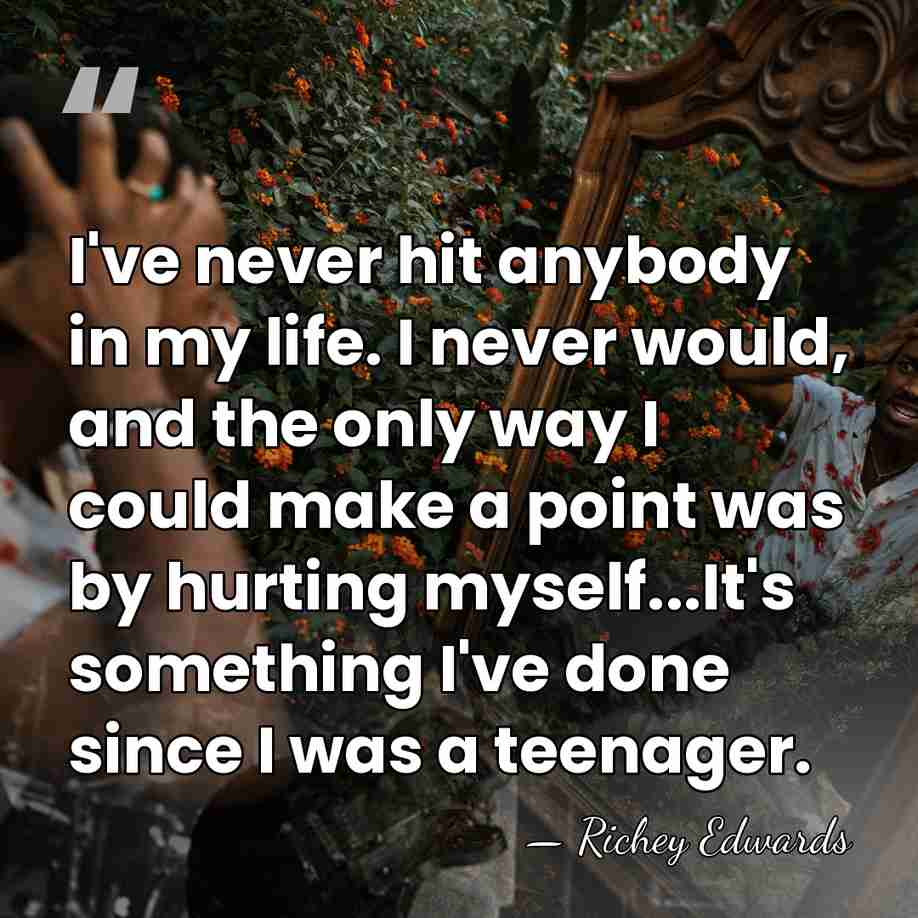 I've never hit anybody in my life. I never would, and the&hellip; - Richey Edwards