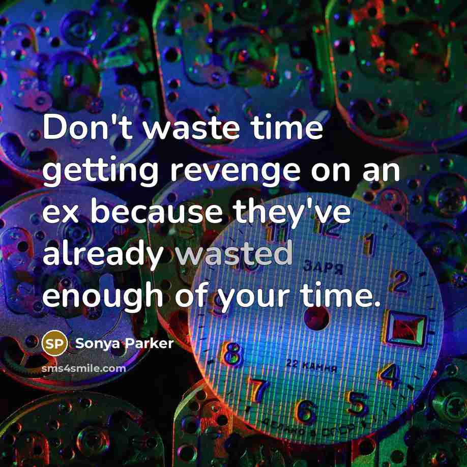 “Don't waste time getting revenge on an ex because they've already wasted enough of your time.” quote by SONYA PARKER